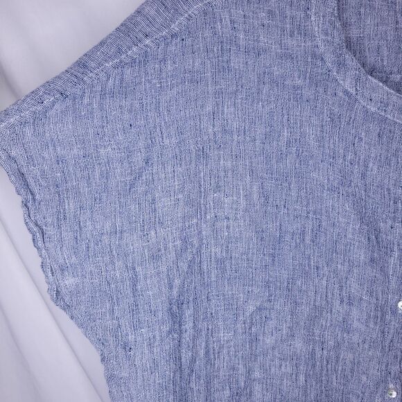 Tahari Blue Button Down Shirt - Picture 3 of 9